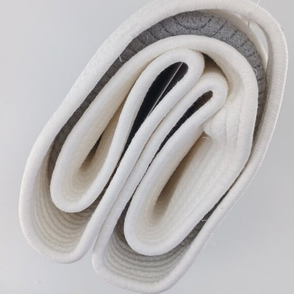 Large Cotton Rope Storage Basket | 24" x 24" x 17" | White with Gray Stitching - Picture 4 of 6